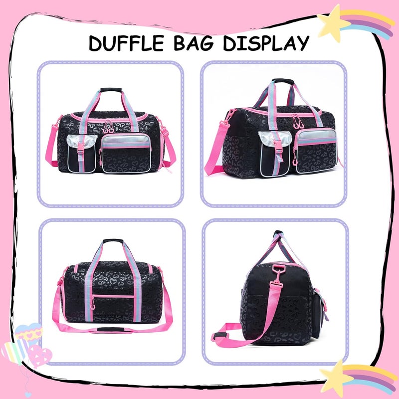 Oruiji Kids Duffle Bag Girls Women Travel Bag Gifts Overnight Bag for Girls Women Tote Sleepover Bags for Girl Gym Dance Bags with Shoes Compartment - Image 3